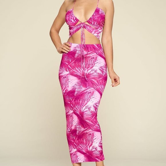 LAST CALL!!! 🚨 Stylish Tropical Skirt Set - Fuchsia/Combo - NWT - Picture 7 of 7
